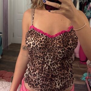 Princess Polly Leopard Cami with Pink Accents